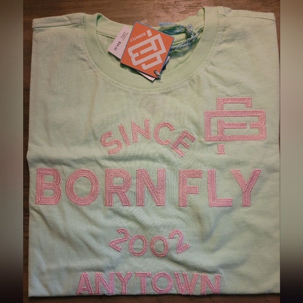 Born Fly T-Shirt Mint Green and Pink - Men's Size 2XL New In Bag